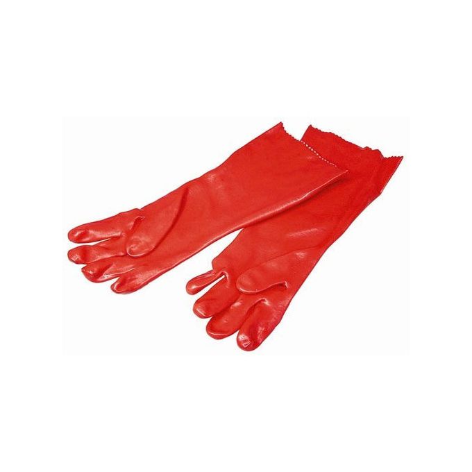 Red PVC Coated With Polyester Lining Industrial Chemical Resistant Safety Work Gloves